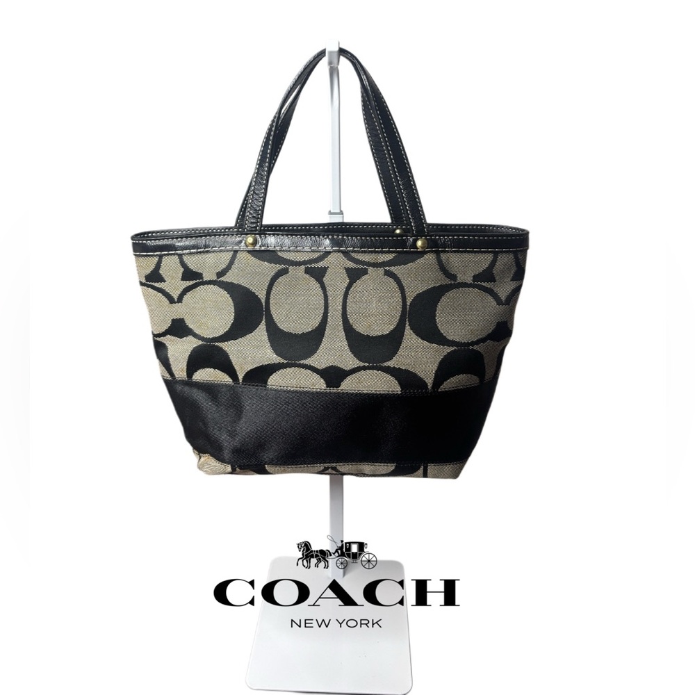 COACH SIGNATURE MONOGRAM Stylish Black and Tan Women's satchel - Picture 11 of 11